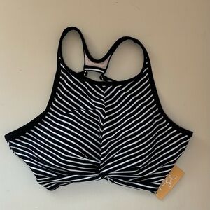 NWT Kona Sol Stripe Swimsuit Bikini Top Long with Padded Cups & Liner, Size XL
